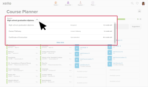 A grade 10 student course planner. The Diploma dropdown menu called "High school graduation diploma" is open showing the other diploma and specialization options